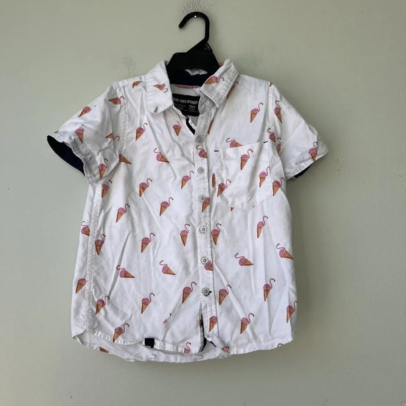 RJC-X03 Street‎ Boys Ice Cream Print Button-Up Shirt S/S Cotton - Picture 1 of 4